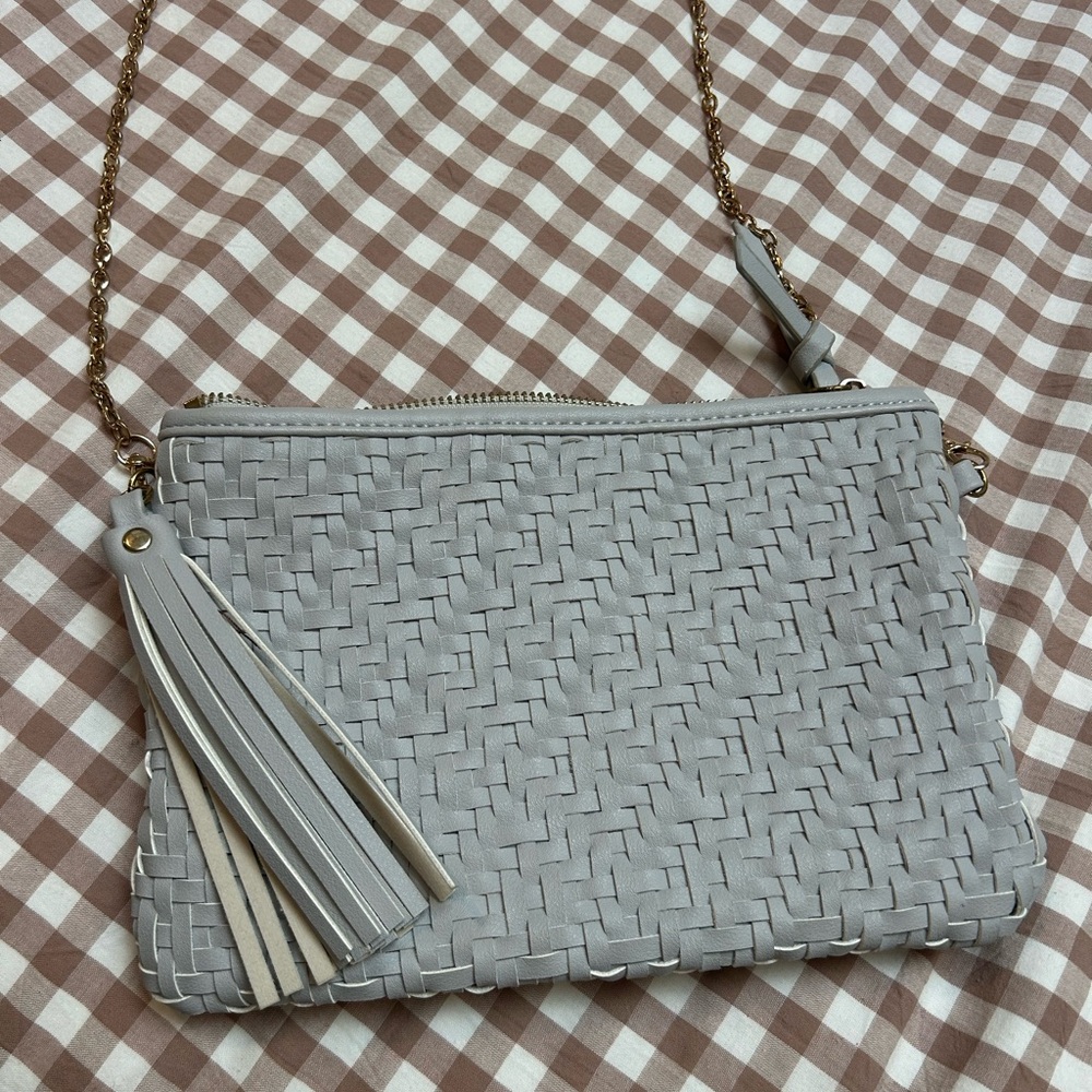 Urban Expressions vegan leather Gray Woven Clutch